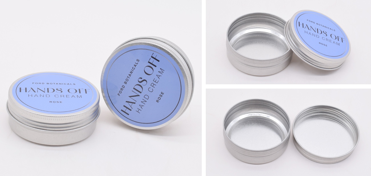 empty cosmetic tins details