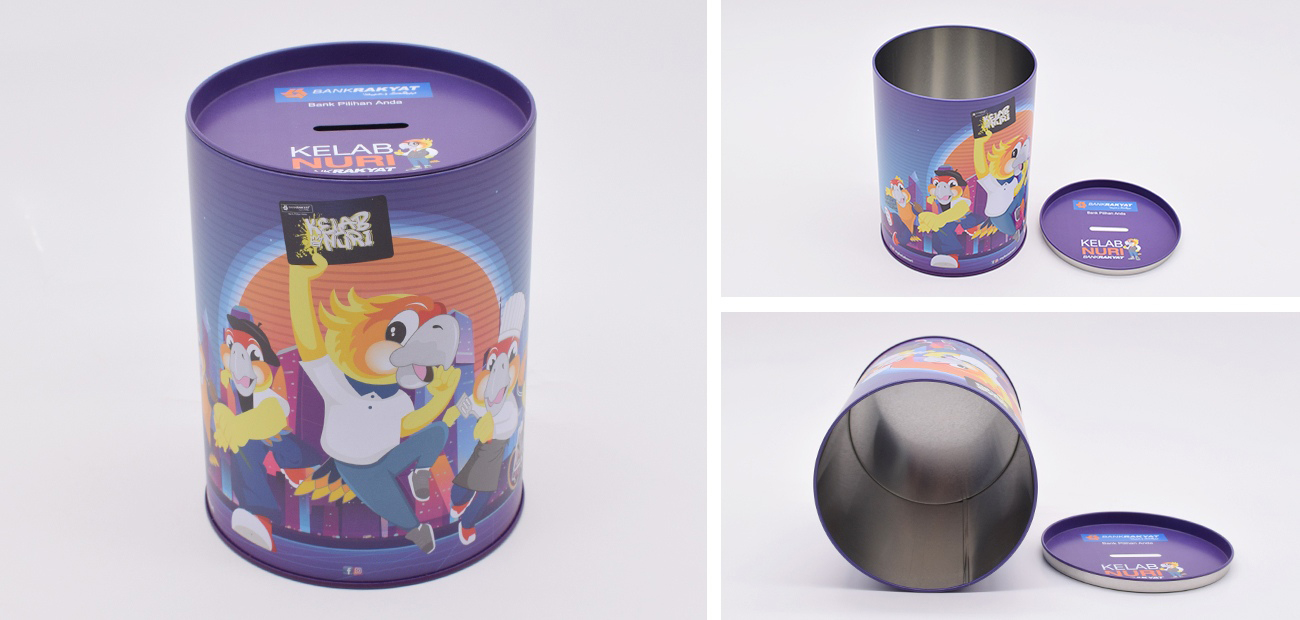 custom tin piggy banks details