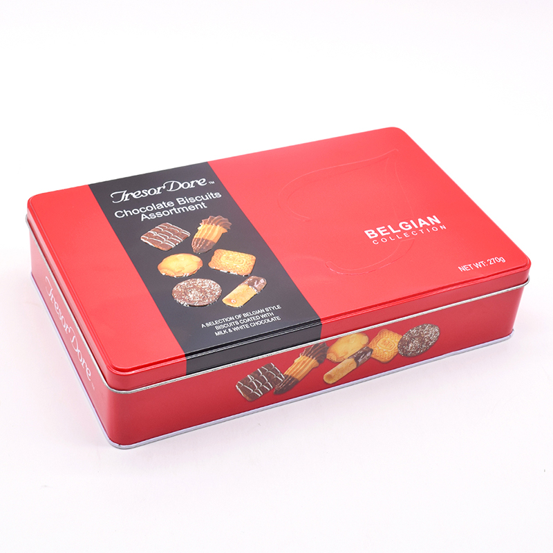 Empty Chocolate Tin Box with Embossed Design