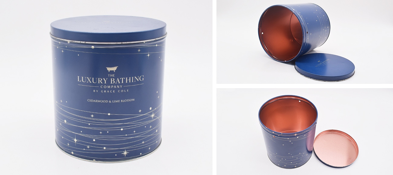 round design popcorn tins details