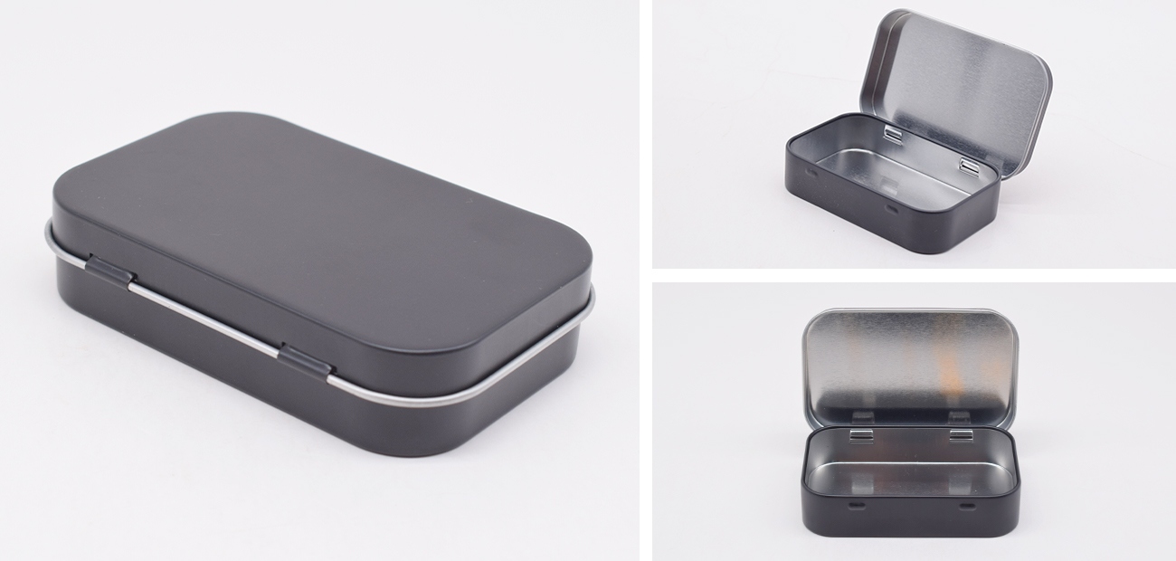 Custom Small Rectangle Hinged Tin Box Details