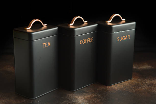 tin container for tea storage